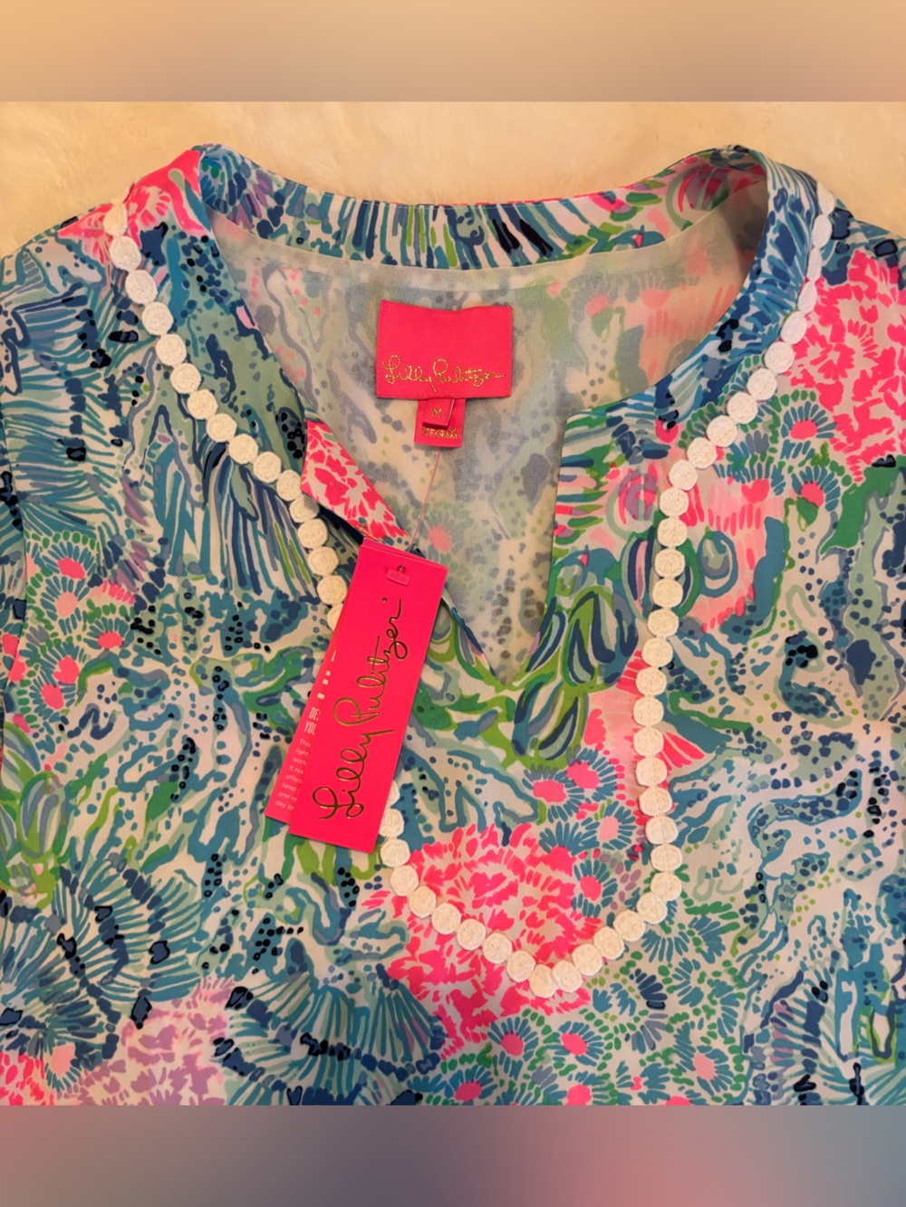 Lilly Pulitzer Blue, Pink and Green Coral Reef Print Dress - Picture 3 of 6